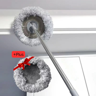 Mop pentru curatarea prafului, cu maner inox, lungime maner ajustabila 45 - 180 cm, doua lavete detasabile, dimensiuni 29 x 195 cm, argintiu