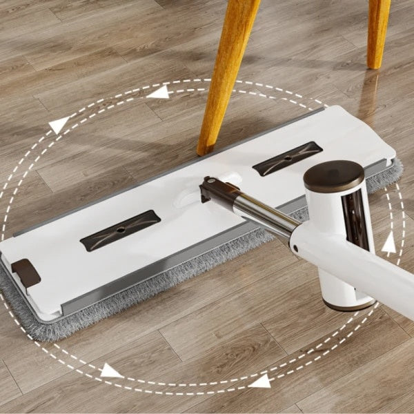 Mop pliabil cu 4 lavete din microfibra, sistem de uscare, rotativ 360°, dimensiuni 137 x 45 x 11 cm, din plastic dur, alb/gri