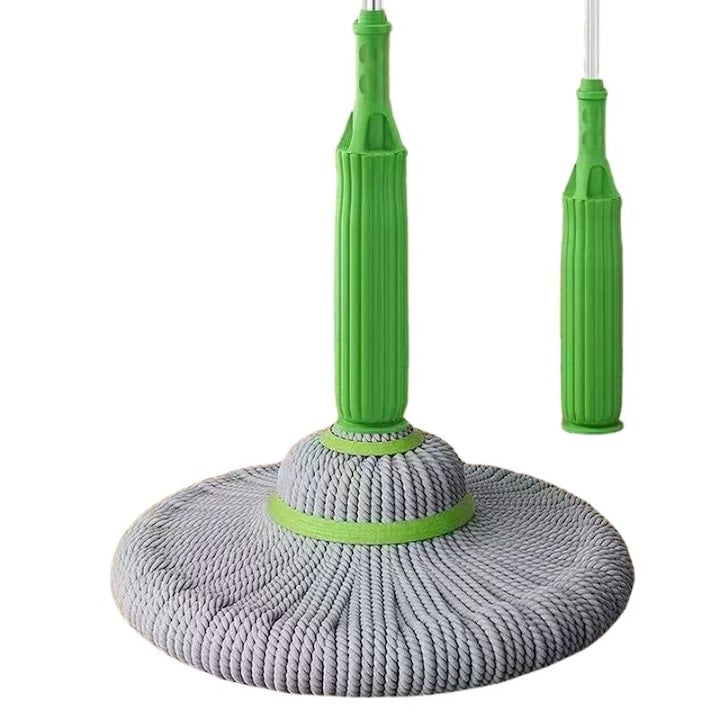 Mop profesional cu cap rotativ 360°, din microfibra, usor de folosit, maner ergonomic, stoarcere rapida, verde