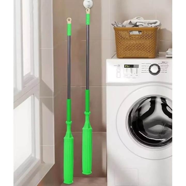 Mop profesional cu cap rotativ 360°, din microfibra, usor de folosit, maner ergonomic, stoarcere rapida, verde