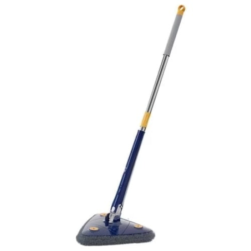 Mop triunghi pentru podea, rotativ 360 grade, lungime ajustabila, simplu de curatat, cu laveta din microfibra, albastru