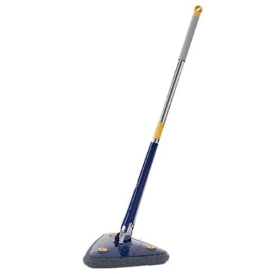 Mop triunghi pentru podea, rotativ 360 grade, lungime ajustabila, simplu de curatat, cu laveta din microfibra, albastru
