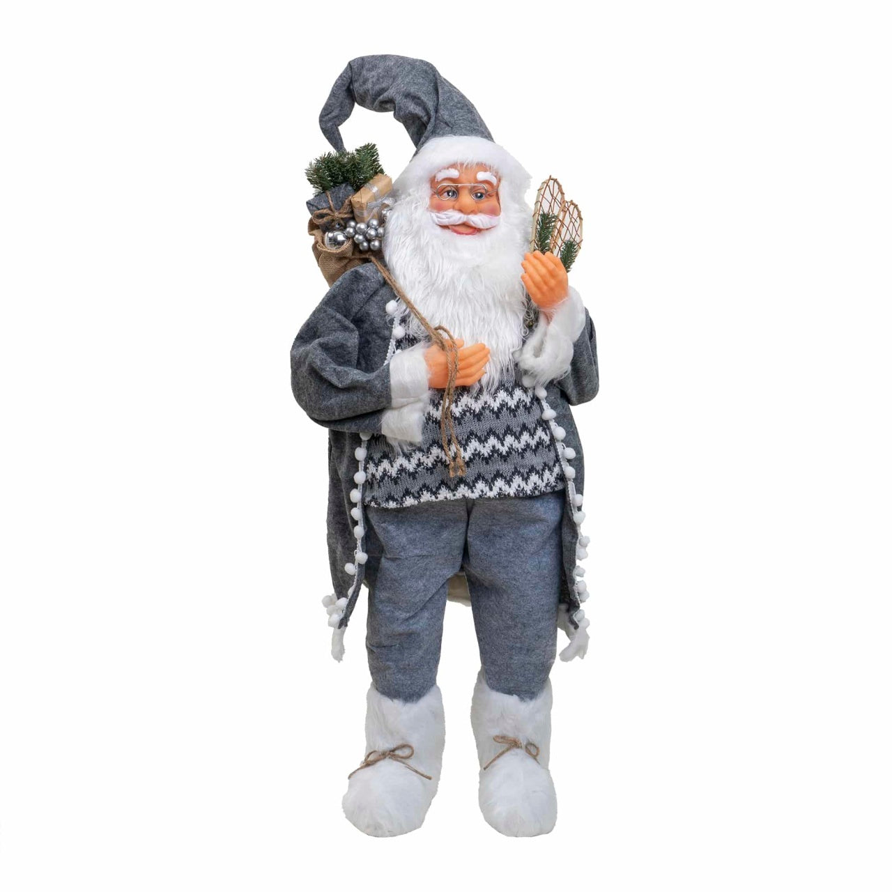Mos Craciun decorativ 90 cm pentru Craciun, decor casa si brad