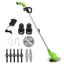 Motocoasa electrica cu acumulator, putere 800W, cu 3 unghiuri de taiere, baterie 24V, din ABS si metal, verde
