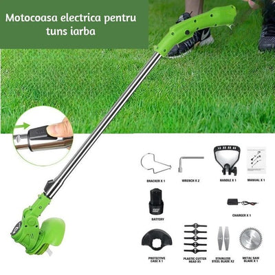 Motocoasa Electrica Neco Cu Acumulator, Brat Ajustabil, 2 Lame, 1 Disc Pentru Taiere, 2-3 Ore Autonomie