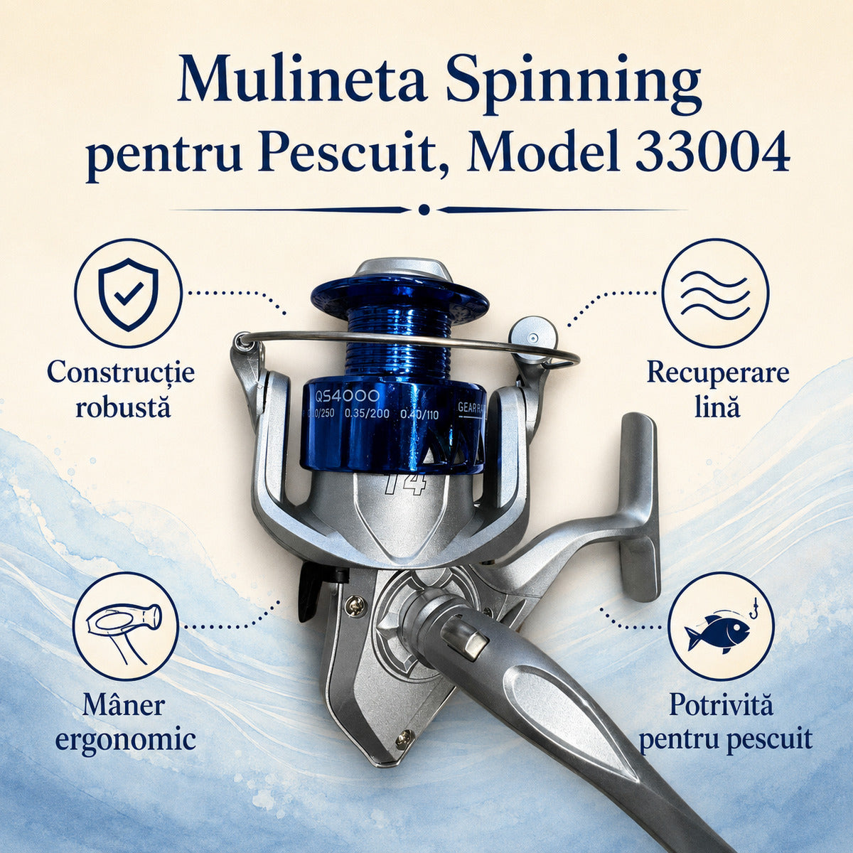 Mulineta Spinning pentru Pescuit, Model 33004 – caracteristici