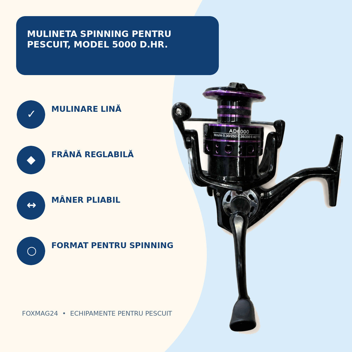 Mulineta Spinning pentru Pescuit, Model 5000 d.Hr. – caracteristici