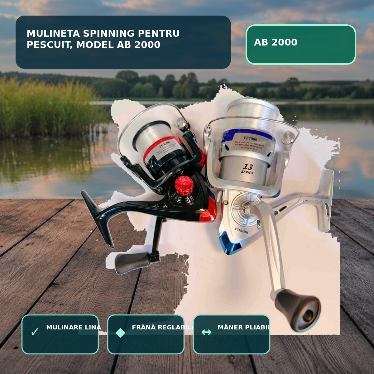 Mulineta Spinning pentru Pescuit, Model AB 2000 – imagine principală
