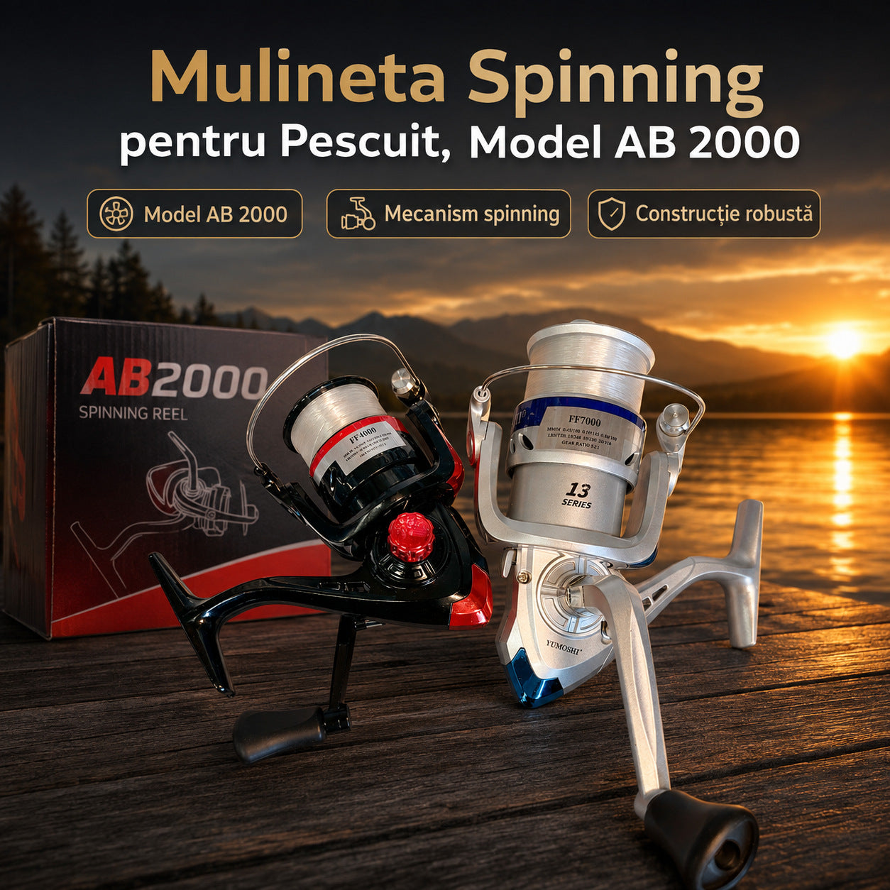 Mulineta Spinning pentru Pescuit, Model AB 2000 – imagine principală