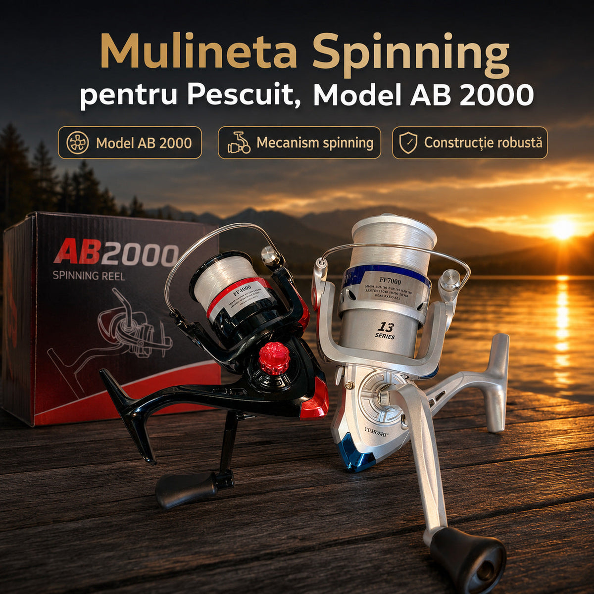 Mulineta Spinning pentru Pescuit, Model AB 2000 – imagine principală promoțională