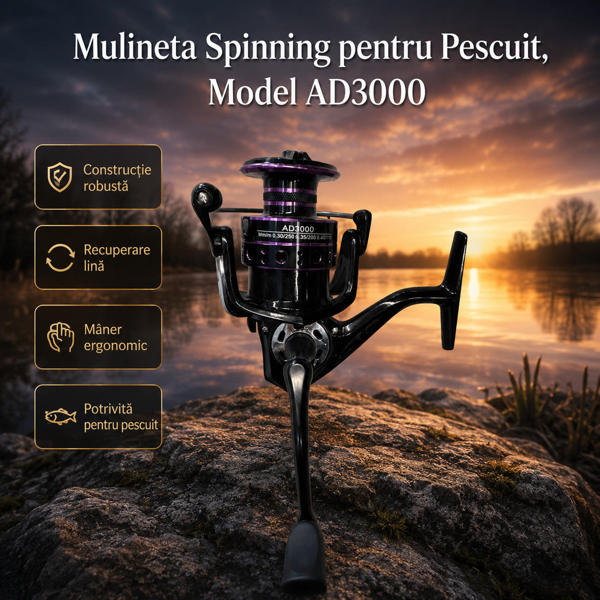 Mulineta Spinning pentru Pescuit, Model AD3000 – imagine principală