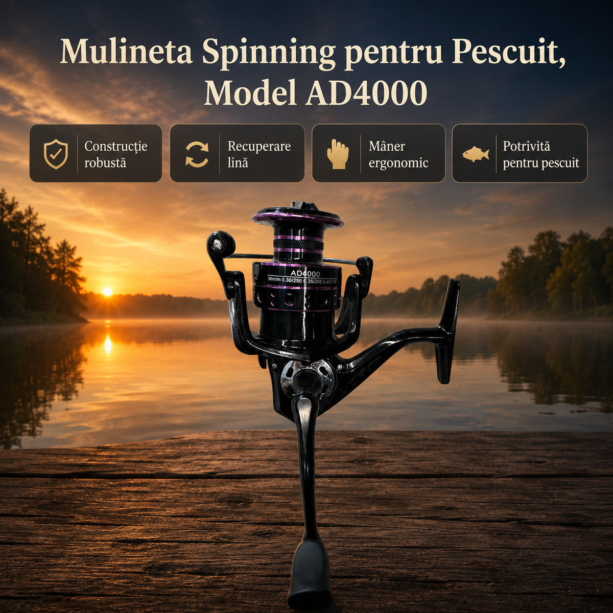 Mulineta Spinning pentru Pescuit, Model AD4000 – imagine principală promoțională