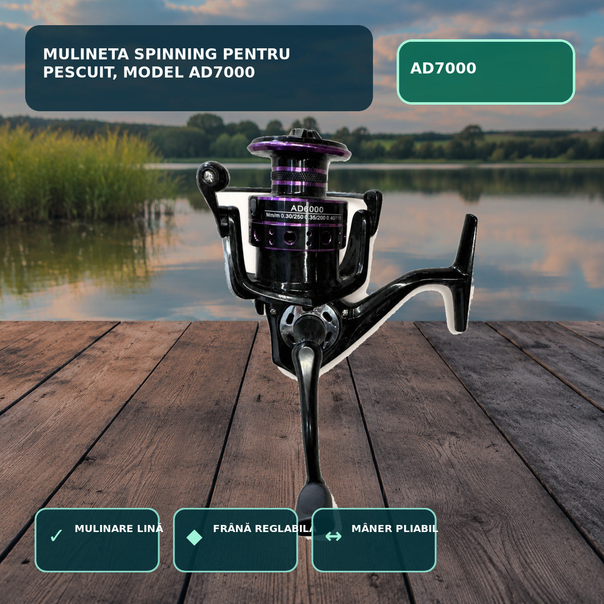 Mulineta Spinning pentru Pescuit, Model AD7000 – imagine principală
