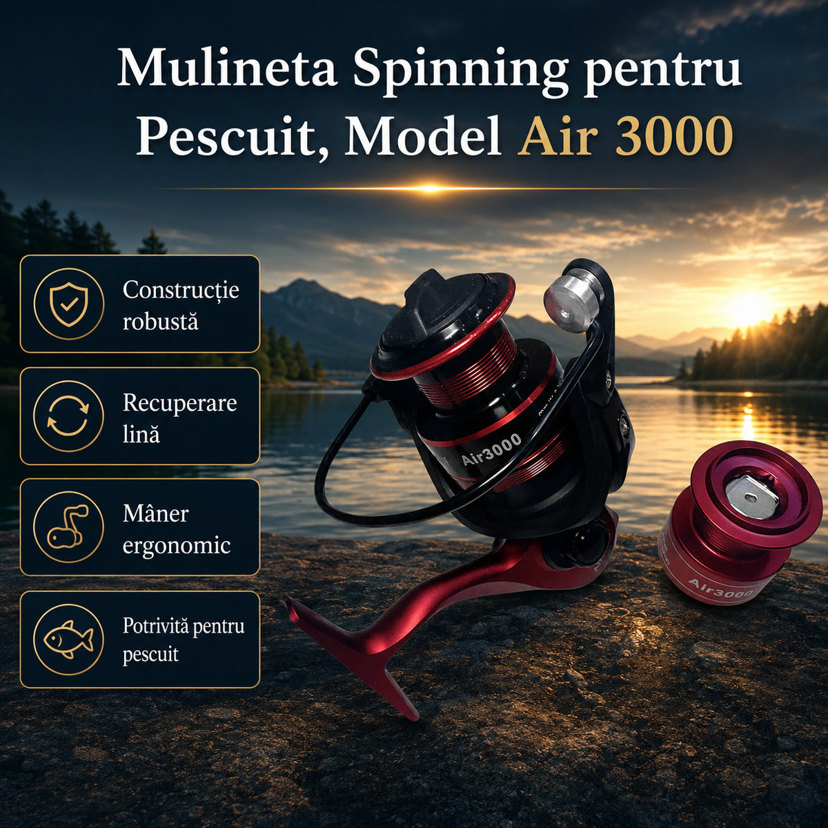 Mulineta Spinning pentru Pescuit, Model Air 3000 – imagine principală promoțională