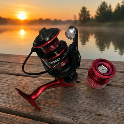 Mulineta Spinning pentru Pescuit, Model Air 3000 – imagine comercială în ambient