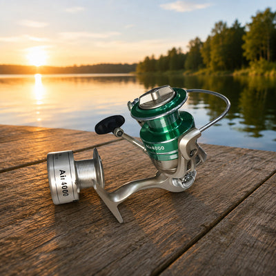 Mulineta Spinning pentru Pescuit, Model Air 4000 – imagine comercială în ambient