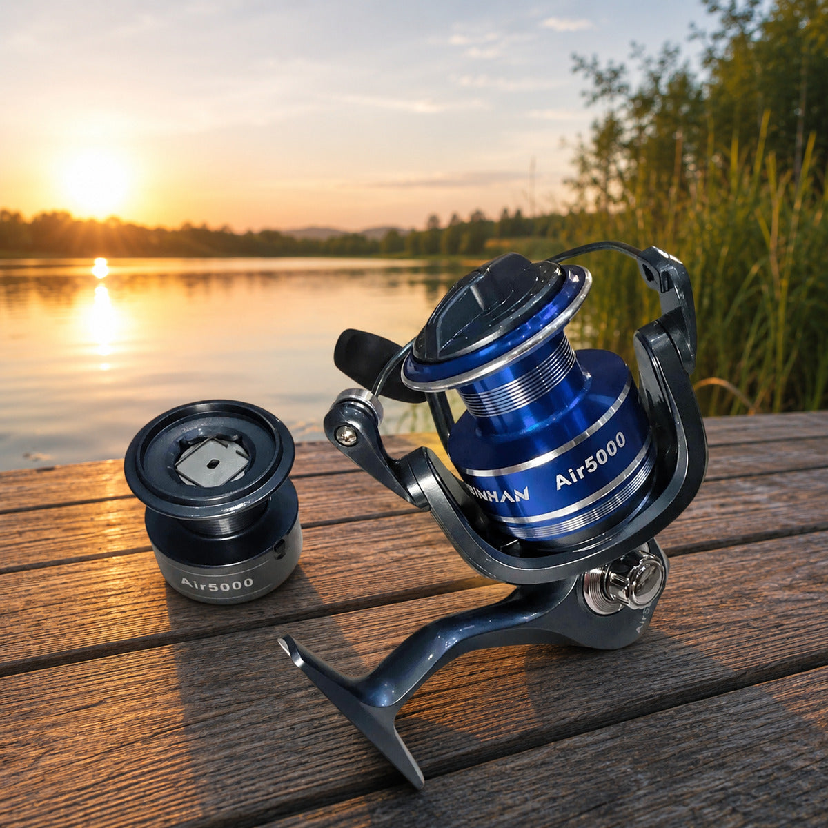 Mulineta Spinning pentru Pescuit, Model Air 5000 – imagine comercială în ambient