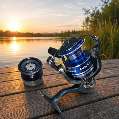 Mulineta Spinning pentru Pescuit, Model Air 5000 – imagine comercială în ambient
