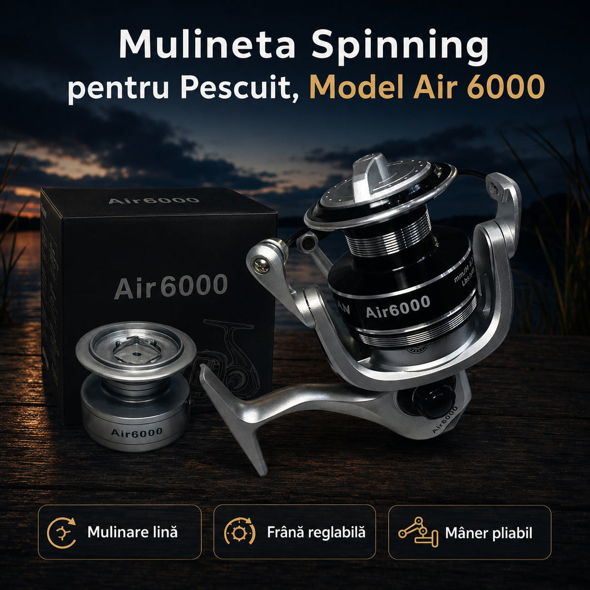 Mulineta Spinning pentru Pescuit, Model Air 6000 – imagine principală promoțională