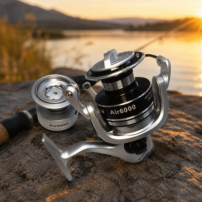 Mulineta Spinning pentru Pescuit, Model Air 6000 – imagine comercială în ambient