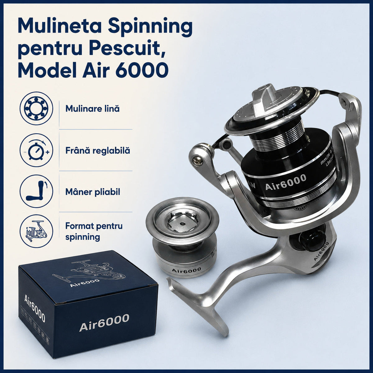 Mulineta Spinning pentru Pescuit, Model Air 6000 – caracteristici și beneficii