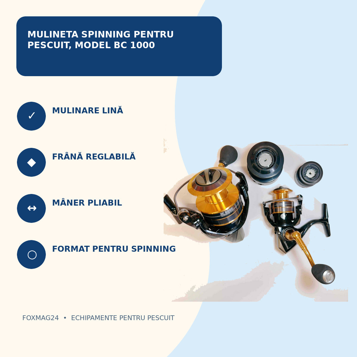 Mulineta Spinning pentru Pescuit, Model BC 1000 – caracteristici