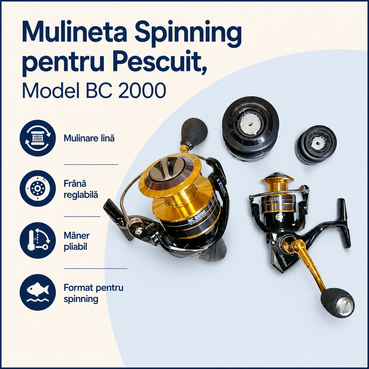Mulineta Spinning pentru Pescuit, Model BC 2000 – caracteristici