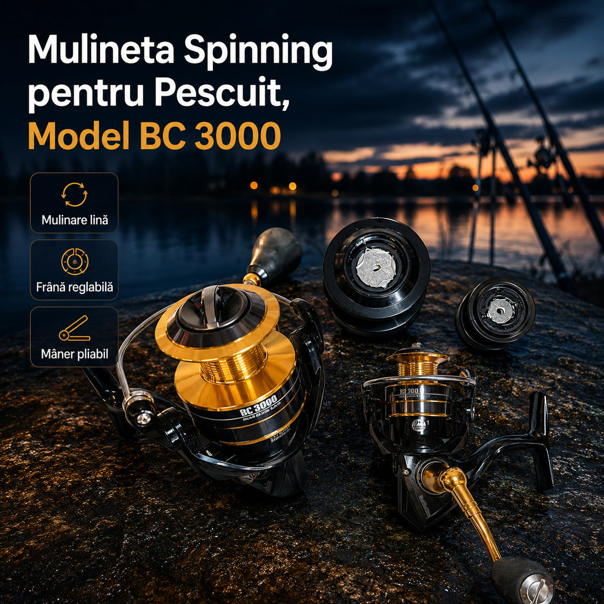 Mulineta Spinning pentru Pescuit, Model BC 3000 – imagine principală promoțională