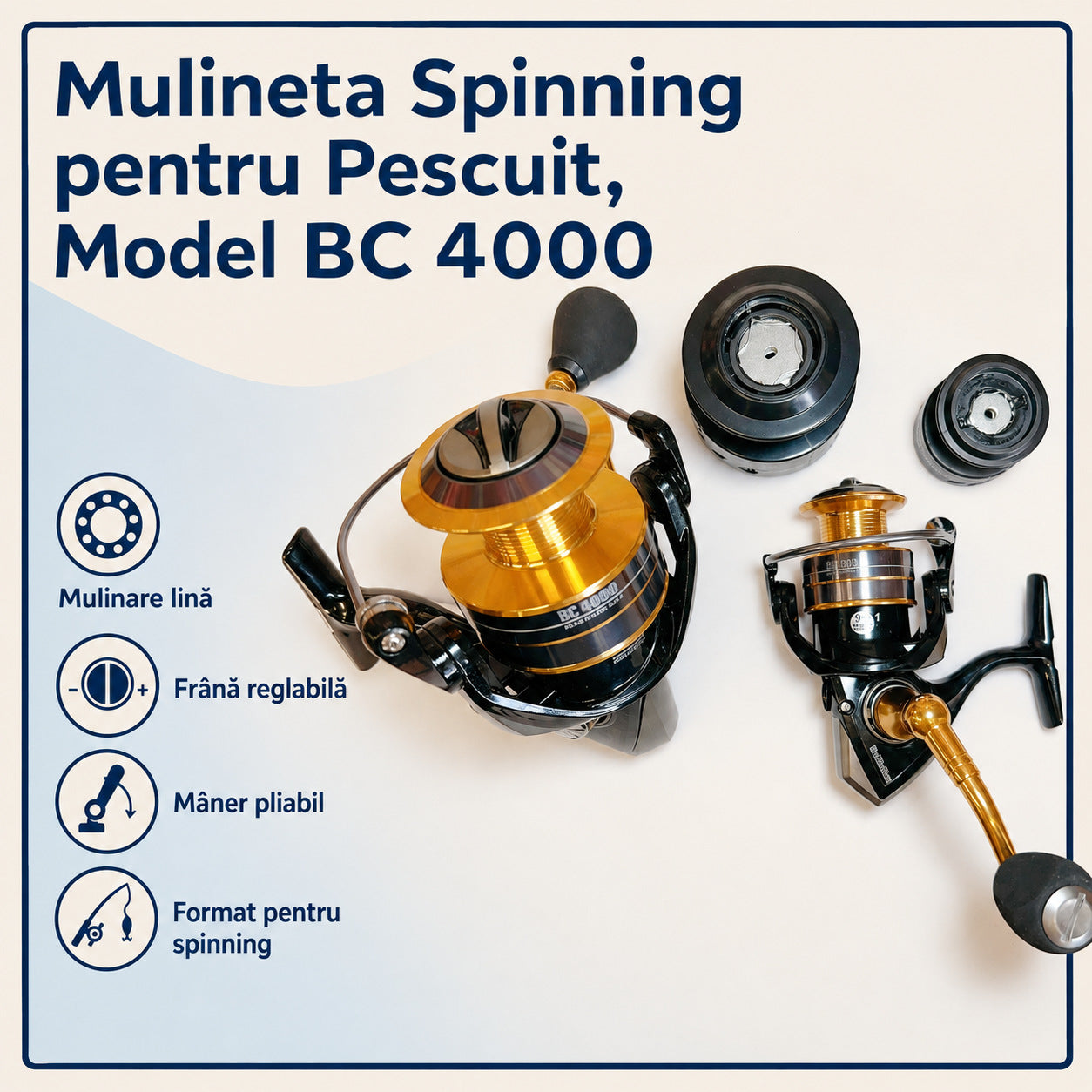 Mulineta Spinning pentru Pescuit, Model BC 4000 – caracteristici