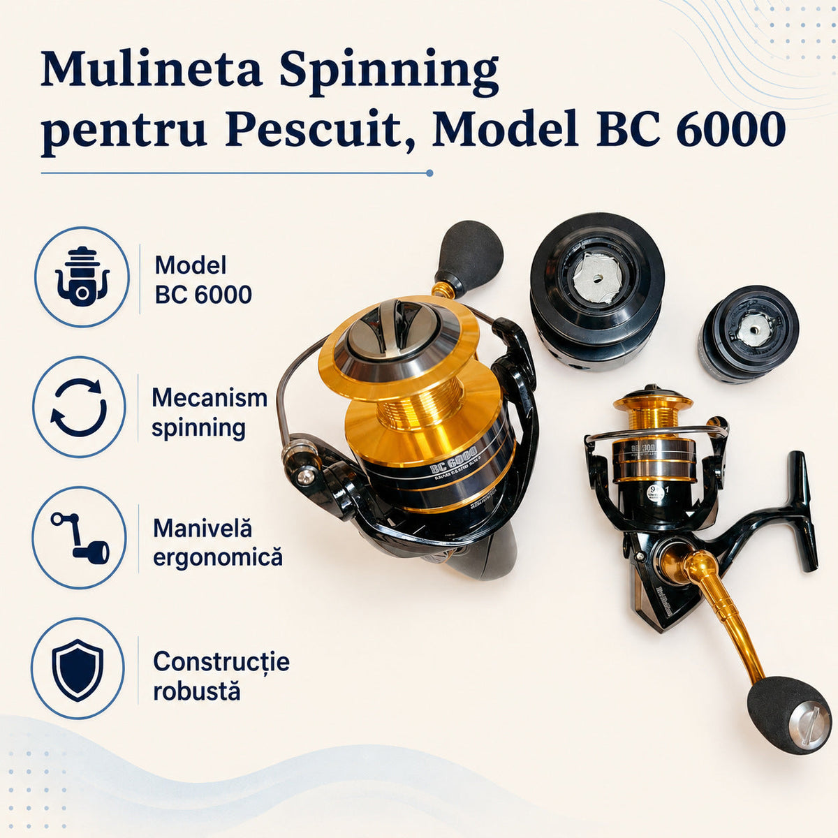 Mulineta Spinning pentru Pescuit, Model BC 6000 – caracteristici și beneficii