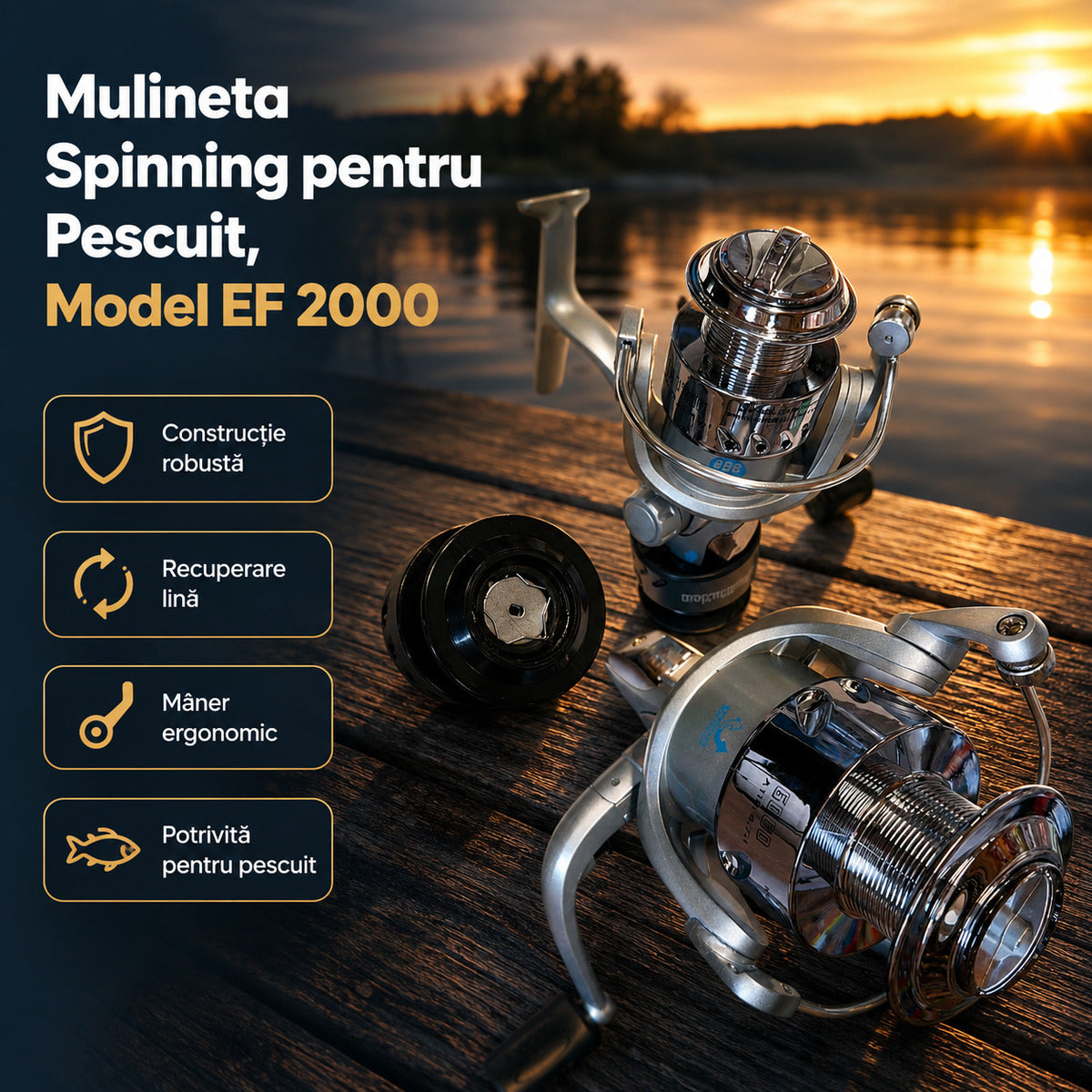 Mulineta Spinning pentru Pescuit, Model EF 2000 – imagine principală