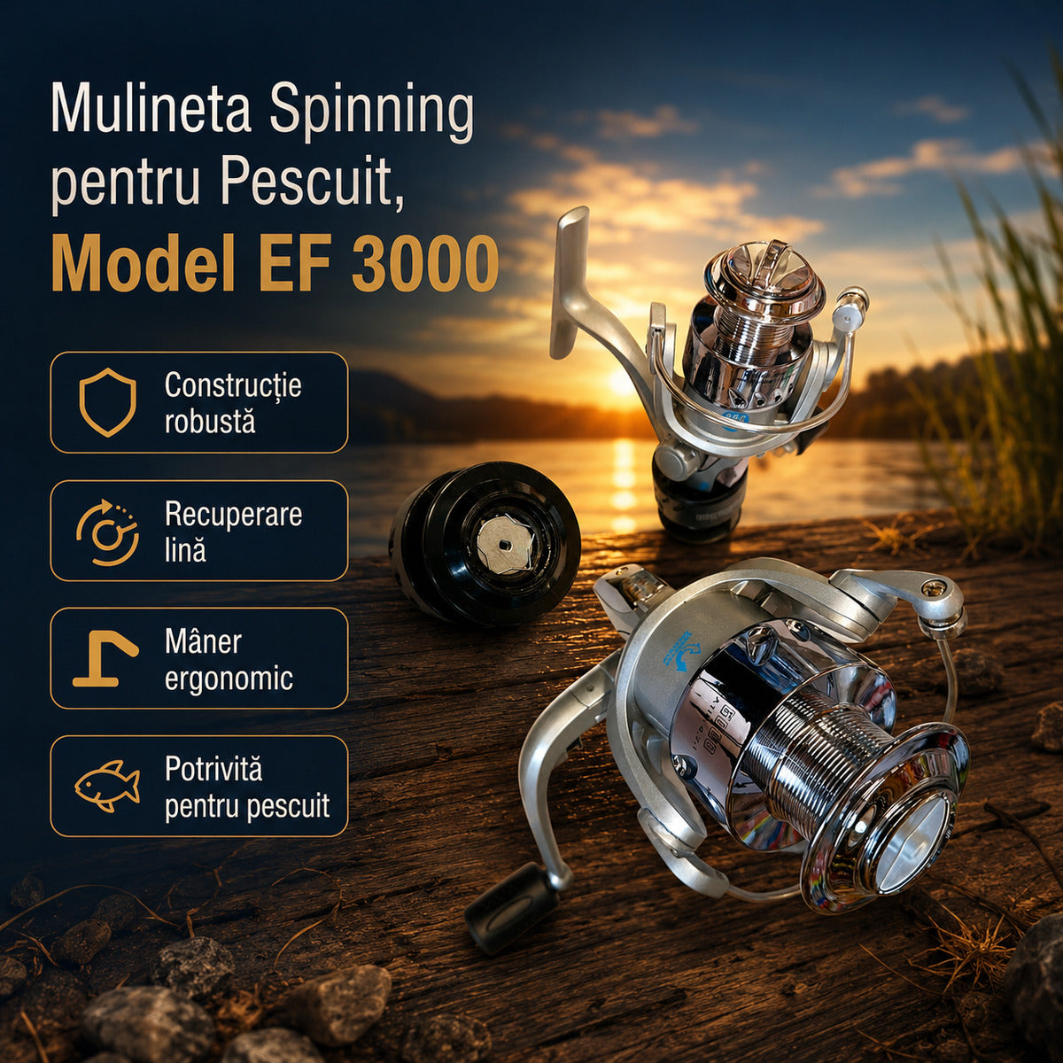 Mulineta Spinning pentru Pescuit, Model EF 3000 – imagine principală