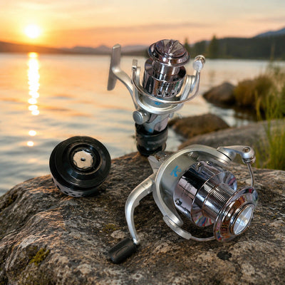 Mulineta Spinning pentru Pescuit, Model EF 3000 – imagine comercială în ambient
