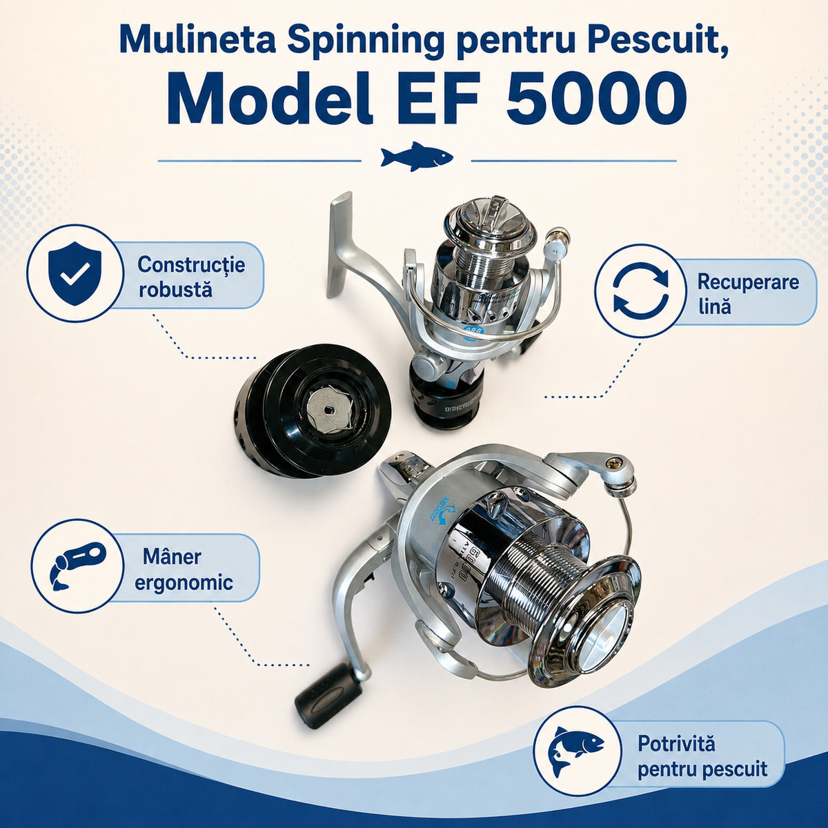 Mulineta Spinning pentru Pescuit, Model EF 5000 – caracteristici