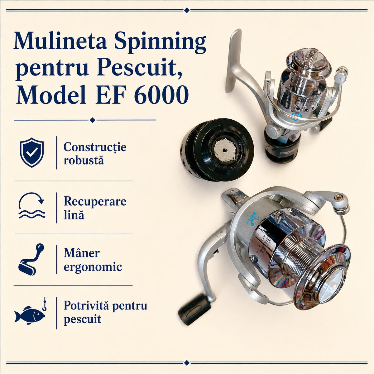 Mulineta Spinning pentru Pescuit, Model EF 6000 – caracteristici și beneficii