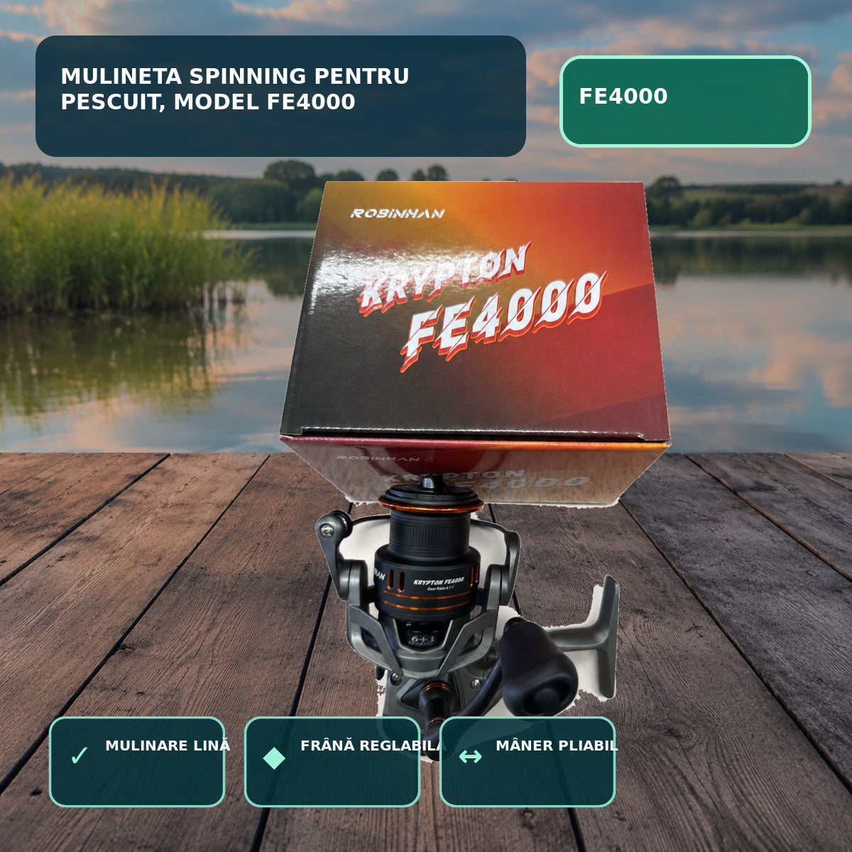 Mulineta Spinning pentru Pescuit, Model FE4000 – imagine principală