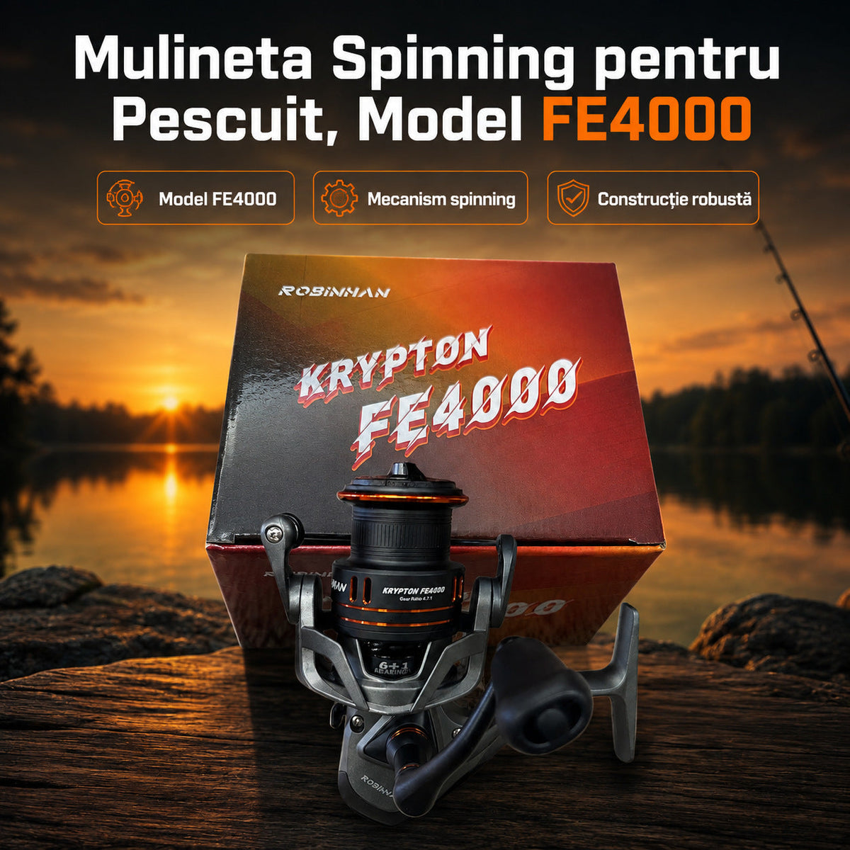 Mulineta Spinning pentru Pescuit, Model FE4000 – imagine principală promoțională