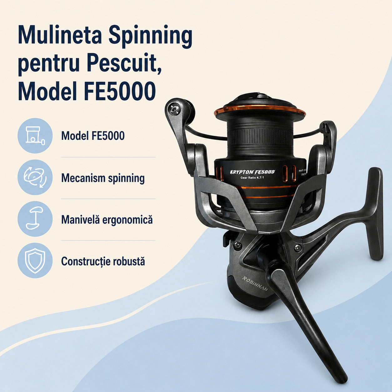 Mulineta Spinning pentru Pescuit, Model FE5000 – caracteristici