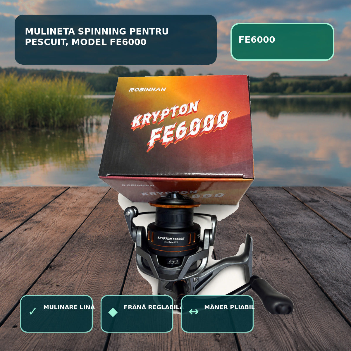 Mulineta Spinning pentru Pescuit, Model FE6000 – imagine principală