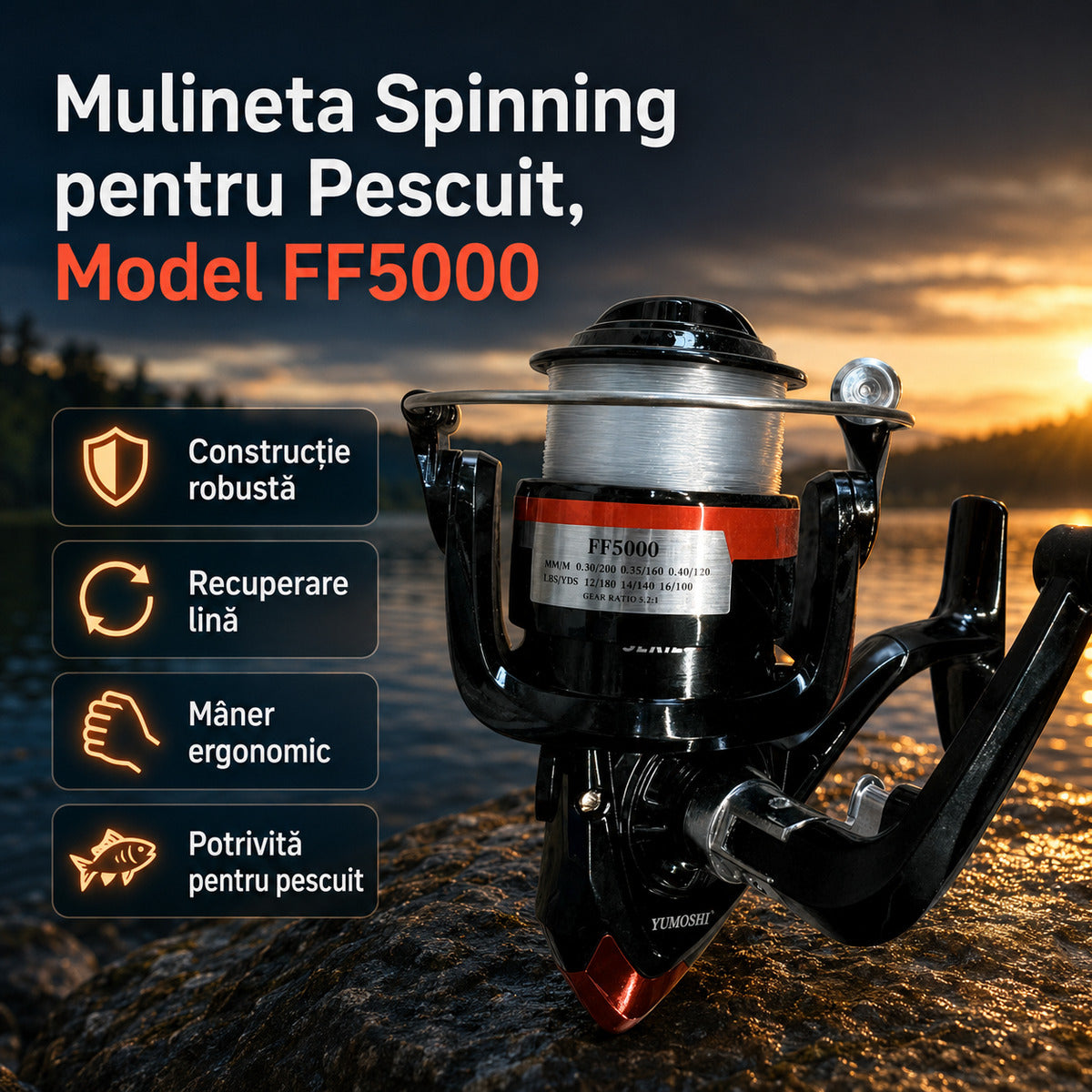 Mulineta Spinning pentru Pescuit, Model FF5000 – imagine principală