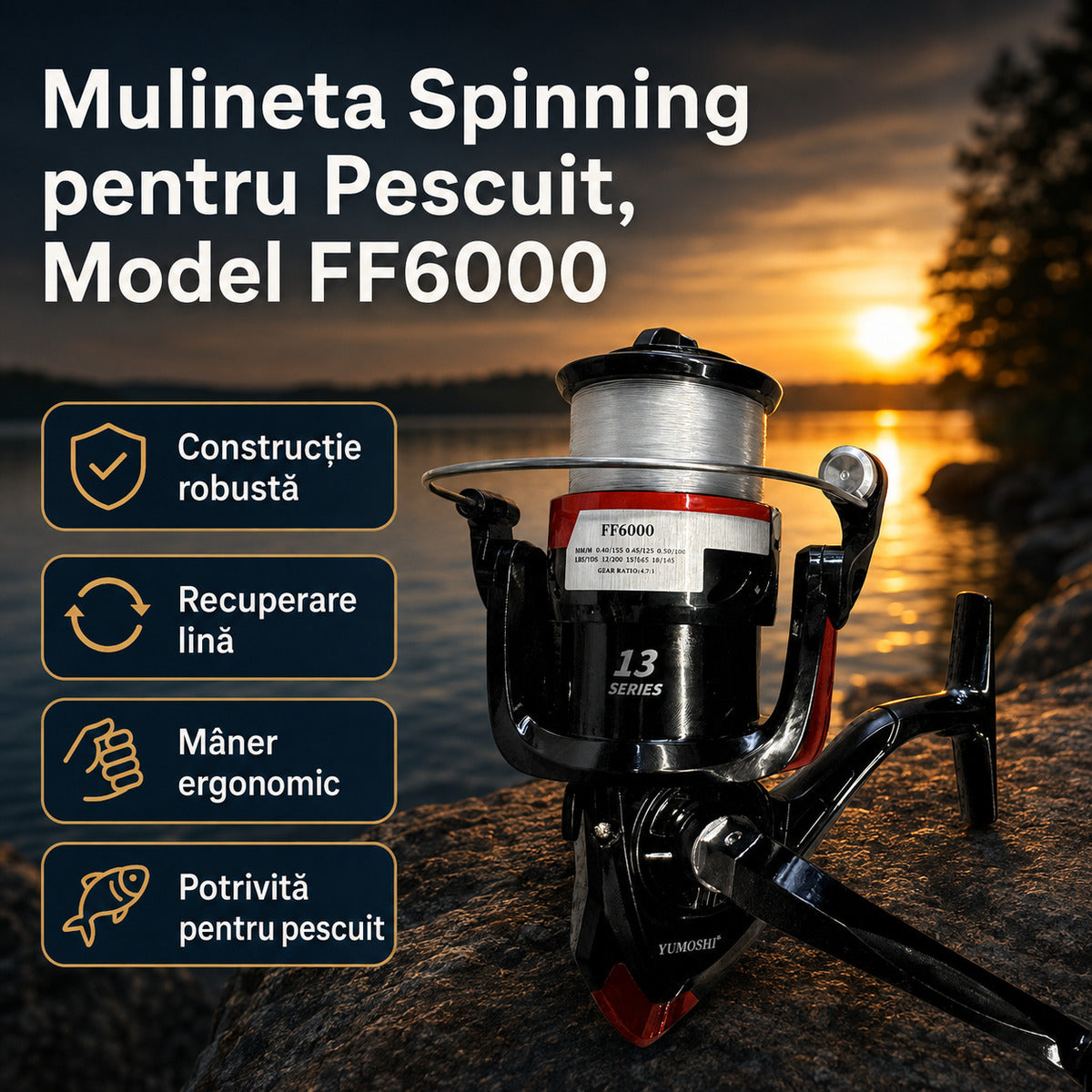 Mulineta Spinning pentru Pescuit, Model FF6000 – imagine principală
