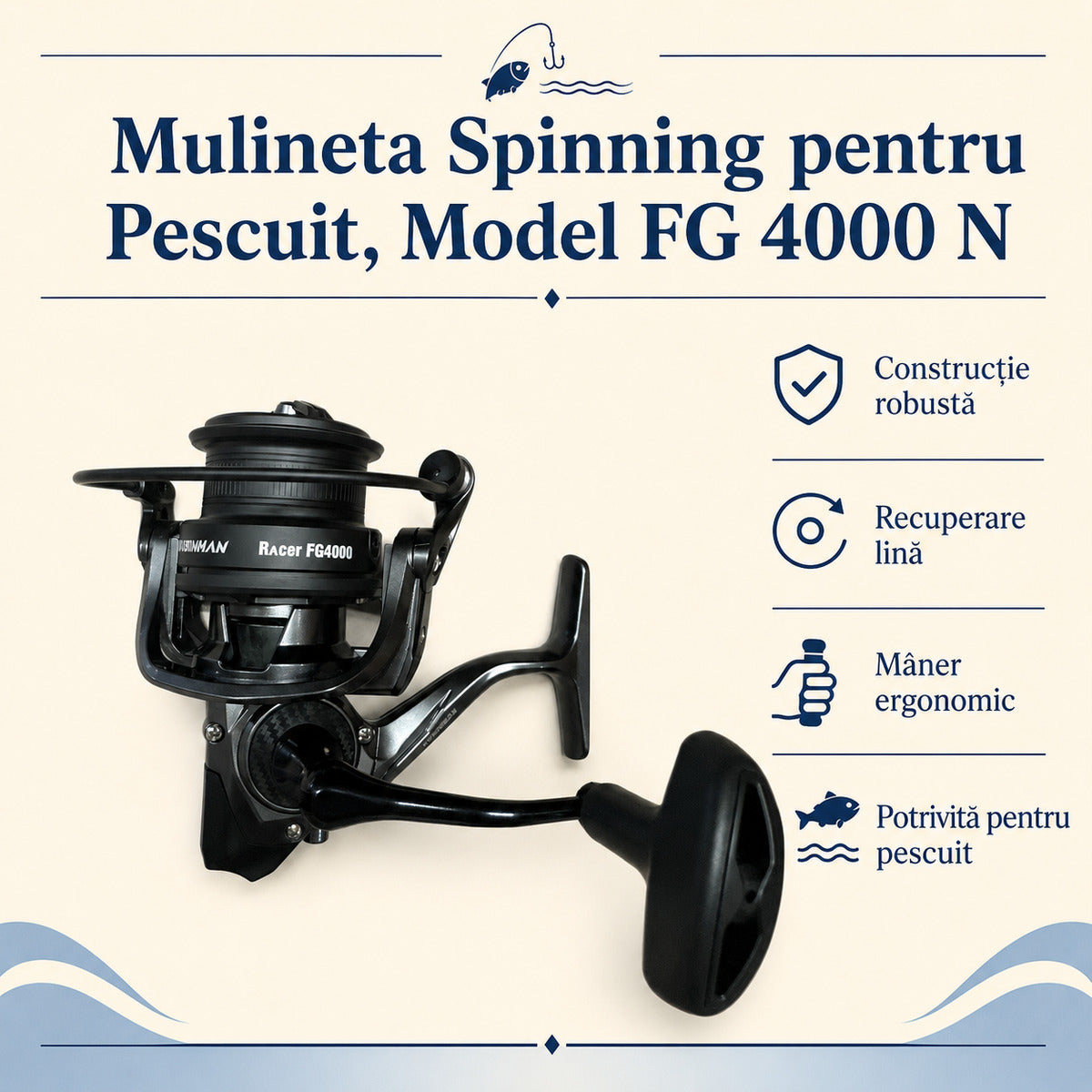 Mulineta Spinning pentru Pescuit, Model FG 4000 N – caracteristici și beneficii