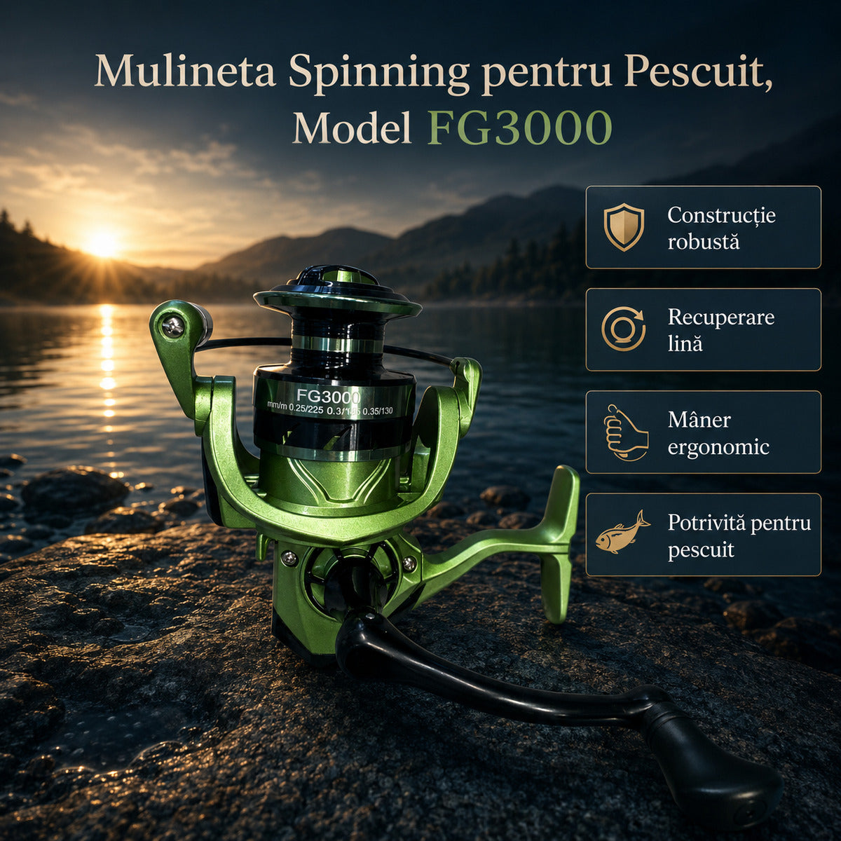 Mulineta Spinning pentru Pescuit, Model FG3000 – imagine principală promoțională