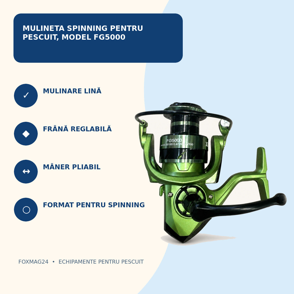 Mulineta Spinning pentru Pescuit, Model FG5000 – caracteristici