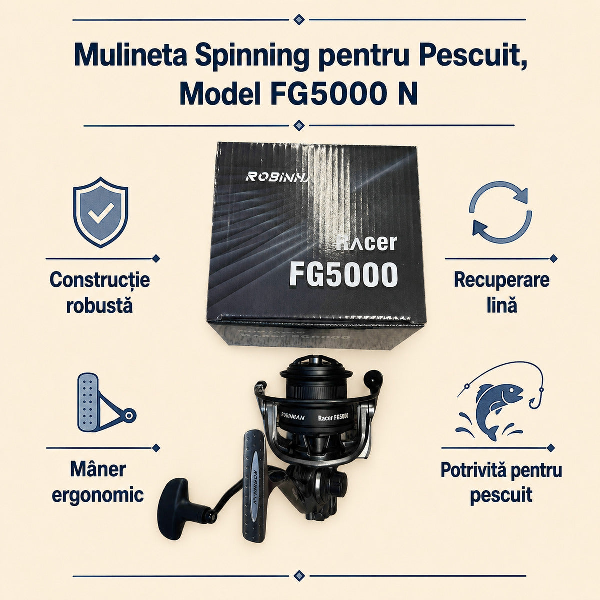 Mulineta Spinning pentru Pescuit, Model FG5000 N – caracteristici și beneficii