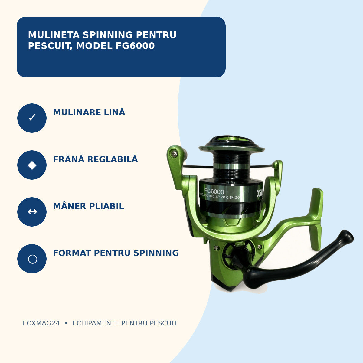 Mulineta Spinning pentru Pescuit, Model FG6000 – caracteristici