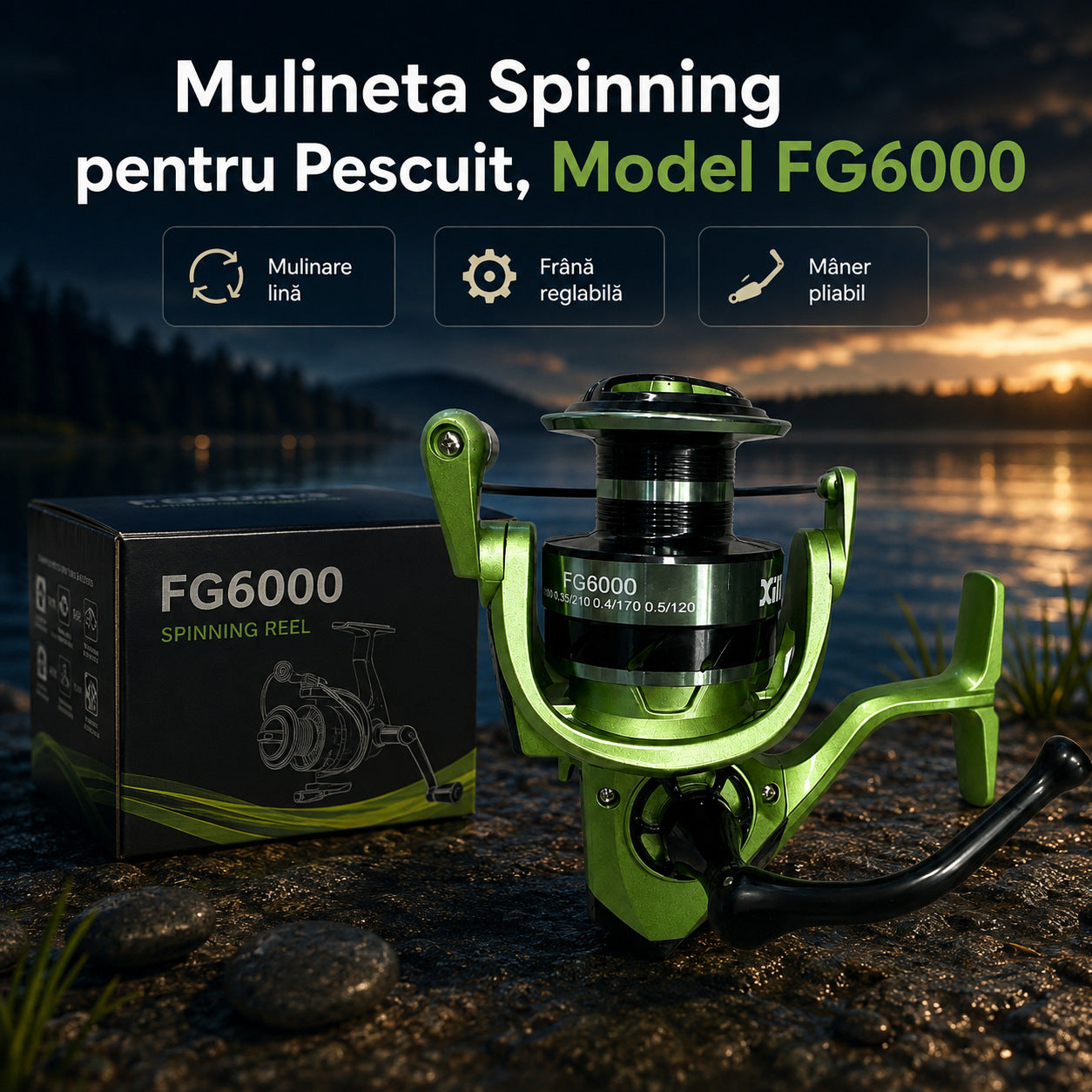 Mulineta Spinning pentru Pescuit, Model FG6000 – imagine principală