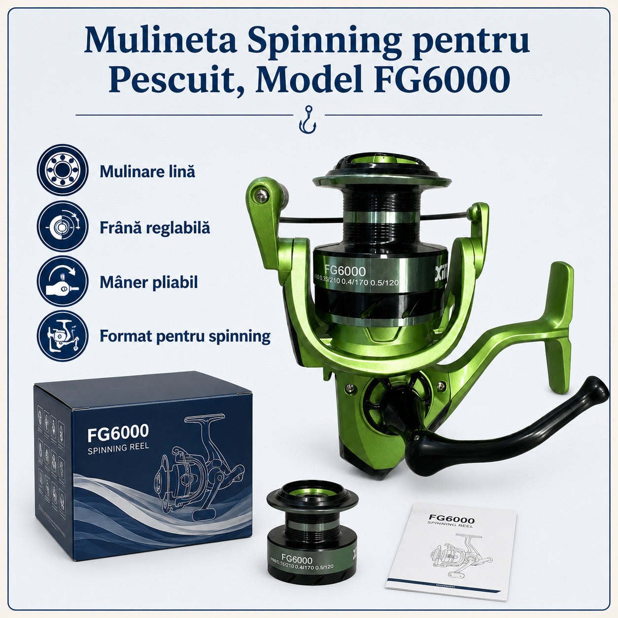 Mulineta Spinning pentru Pescuit, Model FG6000 – caracteristici