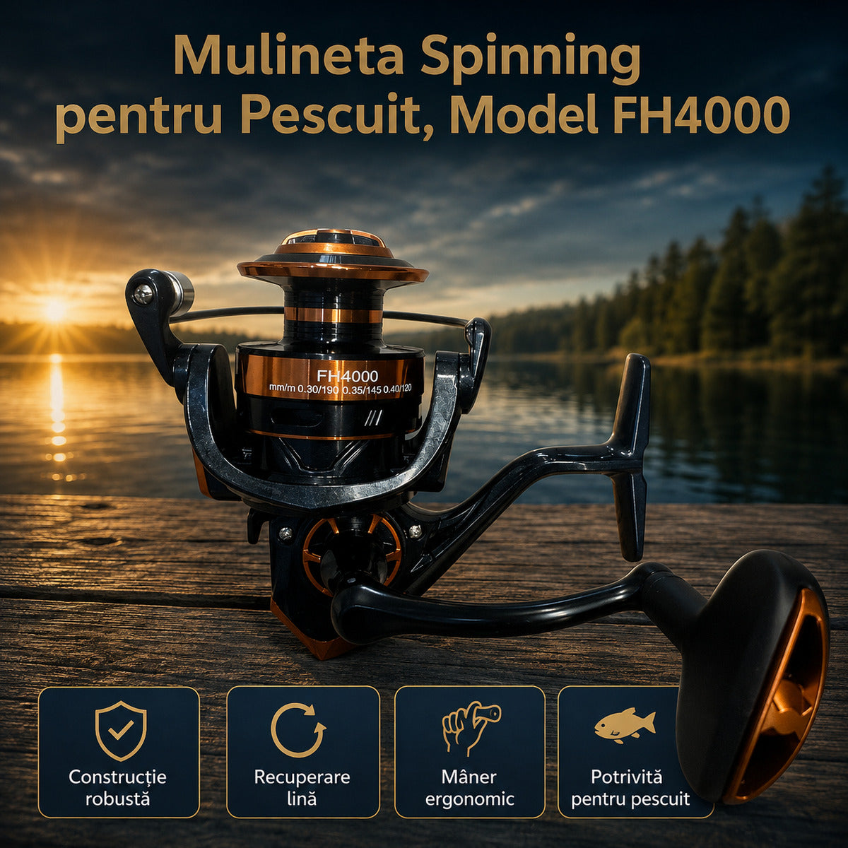Mulineta Spinning pentru Pescuit, Model FH4000 – imagine principală