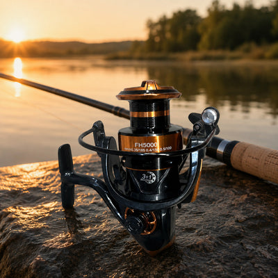 Mulineta Spinning pentru Pescuit, Model FH5000 – imagine comercială în ambient